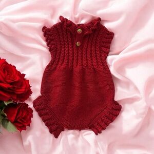 Red Knitted Baby Romper